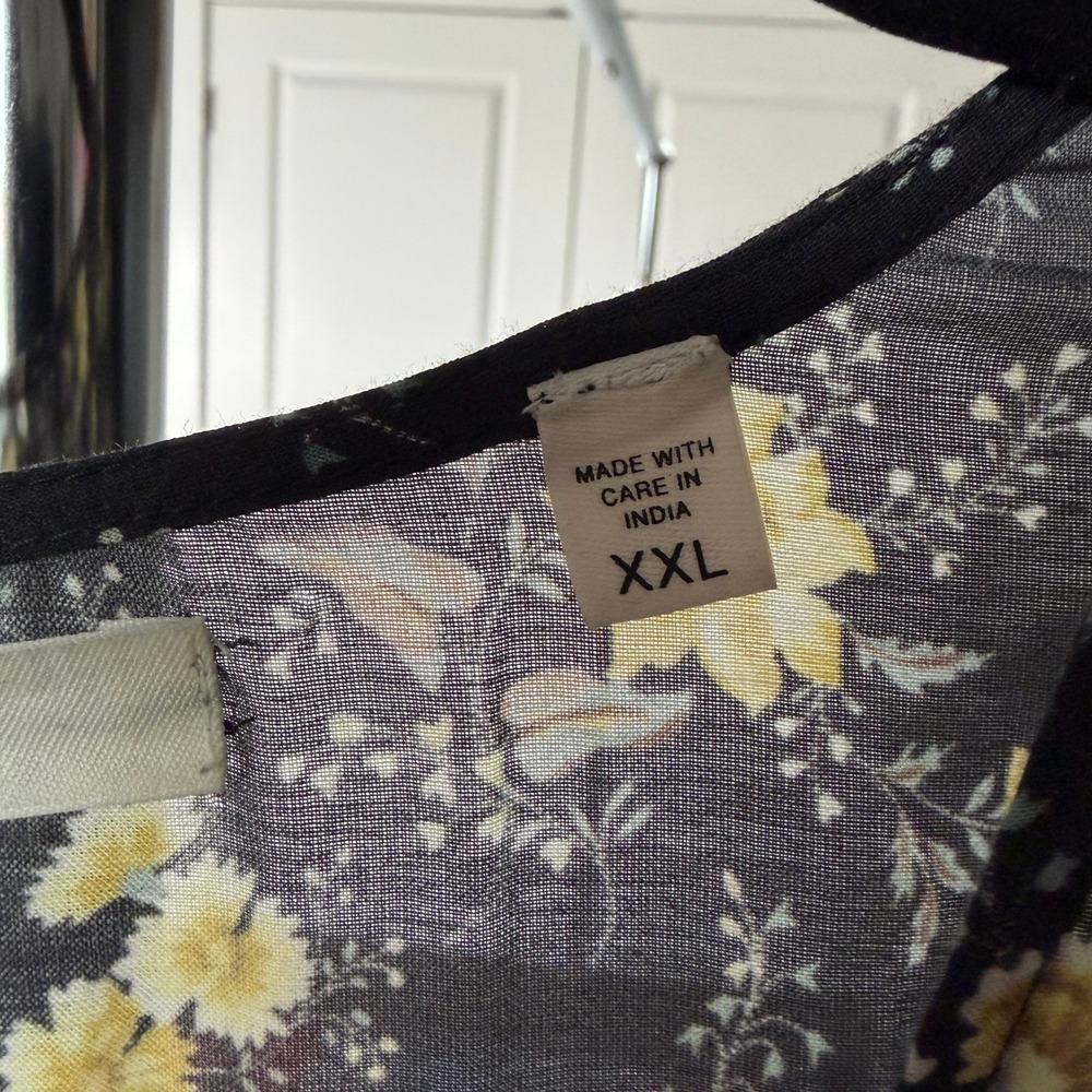 DOEN Charleston Noir Winding Blossoms Floral Midi Dress XXL Organic Cotton Boho - Picture 5 of 16